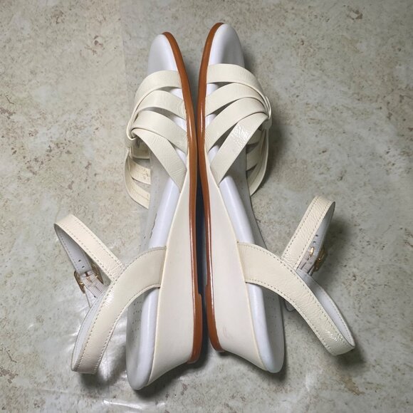 SAS Womens White Leather Sandals With Adjustable Straps & Low Wedge Heel Size 8N - Picture 4 of 7